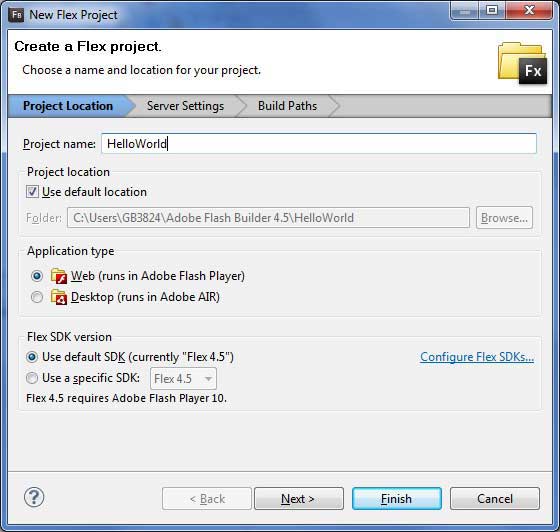 Create Flex Project Wizard