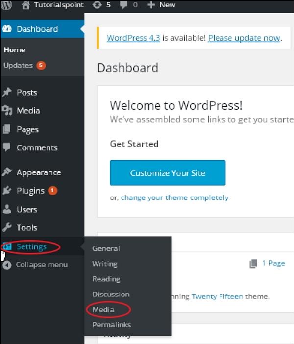 Wordpress Media Setting